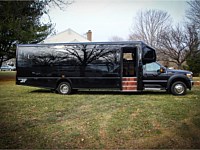 28 pass Black Limo Party Bus w-Pole - grn